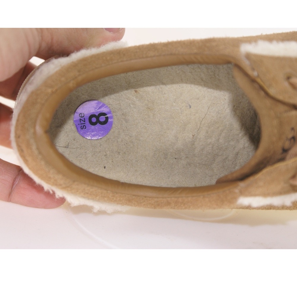 UGG Jass Shearling Suede Platform Sneakers Chestnut Brown Lace Up Womens 8 - Picture 7 of 13